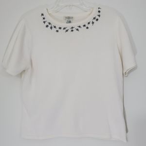 Vintage Yarnworks Knitted top embroidered collar
